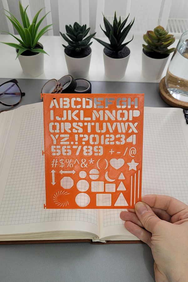 Karmelom Studio-Spiral Notebook Compatible Alphabet and Shapes Template Ruler 1