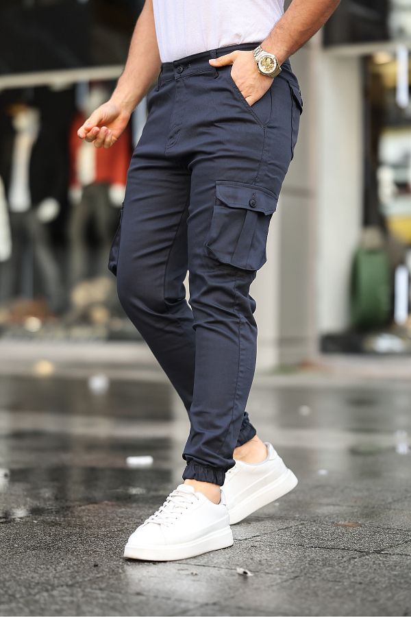 Serseri Jeans-بنطال كارجو رجالي من القماش المرن ذو الجيب ذو المقاس النحيف 1