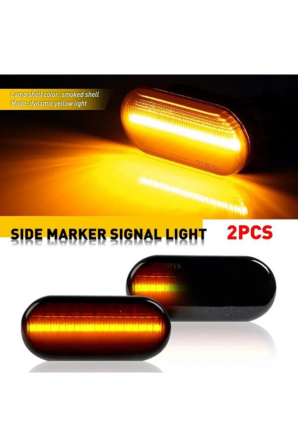 Choice-Smoke Black 2pcs Led Dynamic Side Marker Turn Signal Light Sequential Blinker Light For Vw Golf 3 4 1