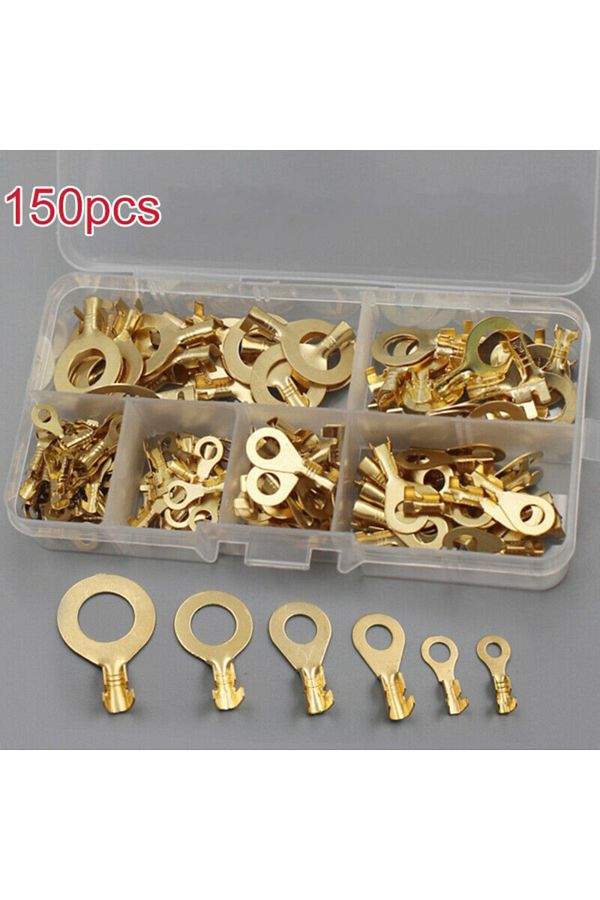 Choice-Gold 150pcs 150pcs/set Round Terminal Block Dj431 O-type Lugs Terminals Cold-pressed Connector Coppe 1