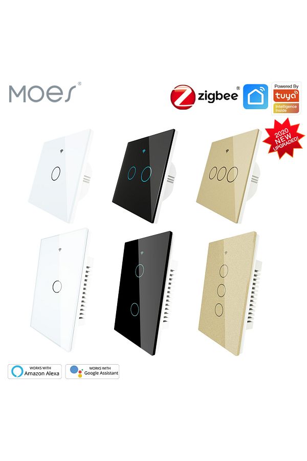 MOES-ZigBee Wall Touch Smart Light Switch With Neutral/No Neutral ,No Capacitor Smart Life/Tuya Works ... 1