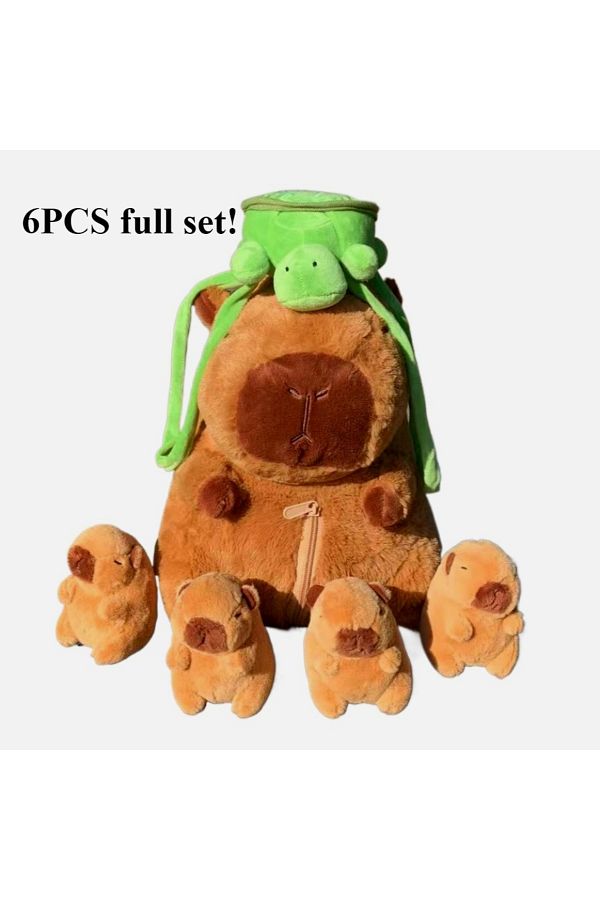 Choice-Cpbla Toy Set Capybara Plush Toy Set Mommy With 4 Little Capibaras Capibala Plushie Dolls Stuffed An 1