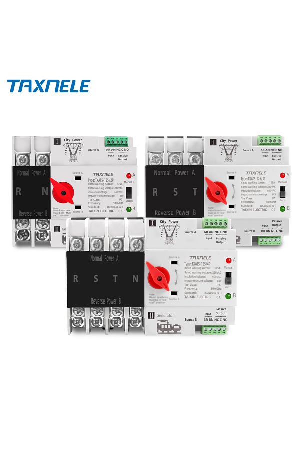 TAXNELE-Din Rail 2P 3P 4P ATS Dual Power Automatic Transfer Switch Selector Switches Uninterrupted Power ... 1