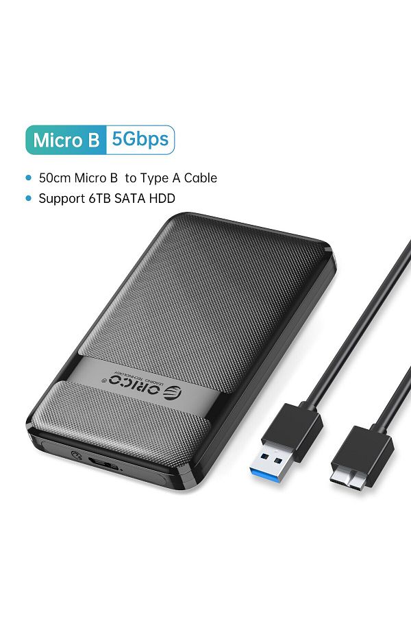 Orico-علبة قرص صلب USB3.0 مقاس 2.5 بوصة من Sata إلى USB3.0/نوع-c، علبة قرص صلب خارجي USB-c بسرعة 6 جيجابت في الثانية بحد أقصى 1