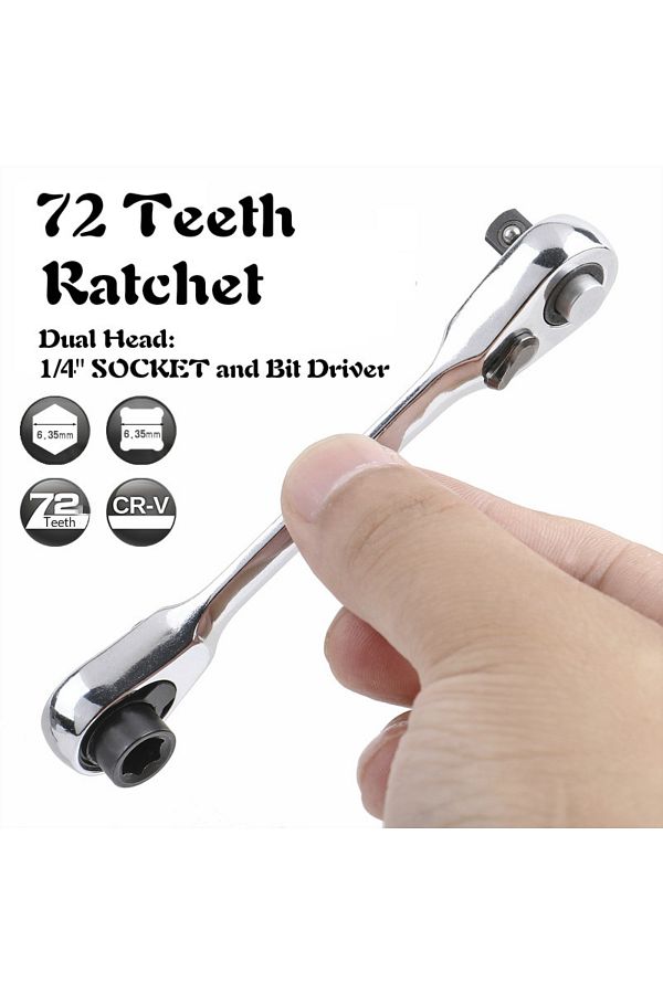 LiTuiLi-2 In 1 -ltl1207 Mini 1/4" Ratchet Wrench Double Ended Quick Hex Torque Spanner Set Rod Screw 1