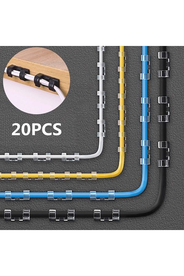 Choice-20/5PCS USB Cable Organizer Clips Wire Winder Holder Earphone Mouse Cord Clip Protector Managemen... 1