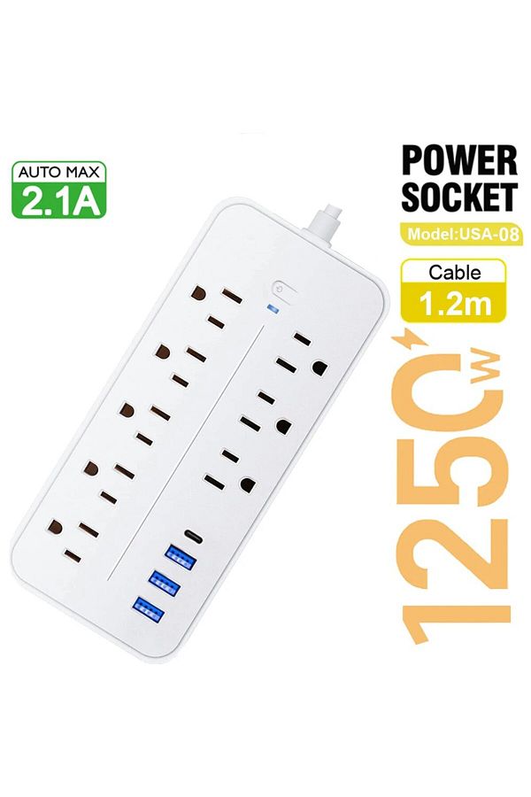 Choice-Us Plug White Us Plug Ac Outlets Power Strip Multitap Socket Extension Cord Electrical With Usb Type 1