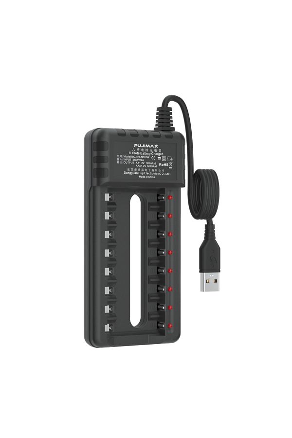 PUJIMAX-Usb 1.2v Pj-n402 Pj-n801w 8 Slot Usb Output Fast Charging Battery Charger Short Circuit Prot 1