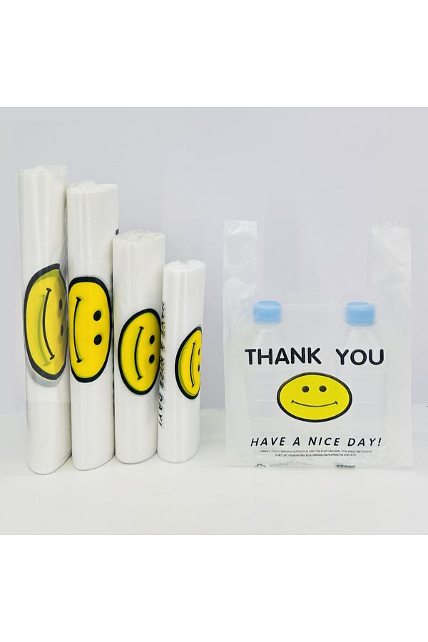Choice-20x32cm Lucency Smiling Bag Transparent Smiling Face Bag Thickened Takeout Food Bag Commercial Doggy 1