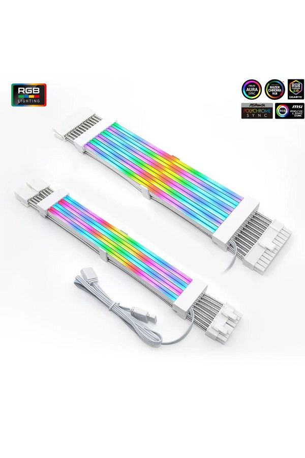 GAMETECH-A-Rgb Sleeved Cable Set Rgb Extension Cable (1X24 Pin Motherboard + 2X8 Pin Graphics Card) 1
