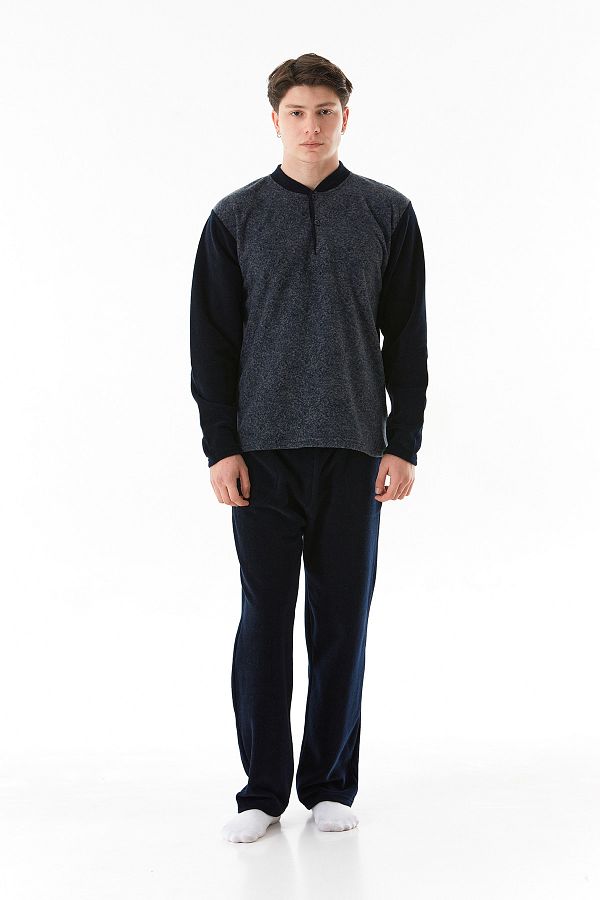 Fulla Moda-Комплект пижама от полар с копчета и яка на точки 1