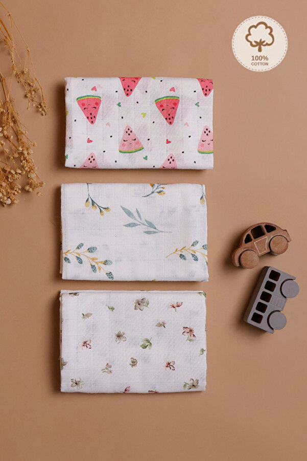 JUNİPERUS 3 Adet Çok Amaçlı Müslin Bezi Örtü Battaniye %100 Pamuk Oeko-teks Sertifikalı 80x80 Cm