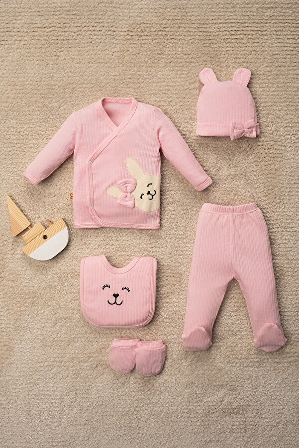 TİNY GOLDEN Neşeli Bebekler Organik Kumaş 5'li Yenidoğan Hastane Çıkışı