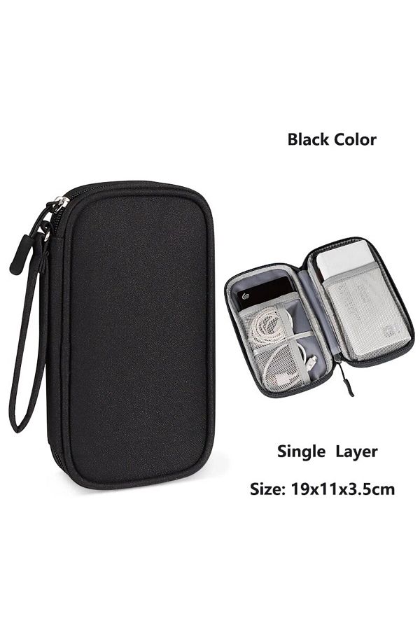 Choice-Black Single Layer New Travel Organizer Bag Cable Storage Organizers Pouch Carry Case Portable Water 1
