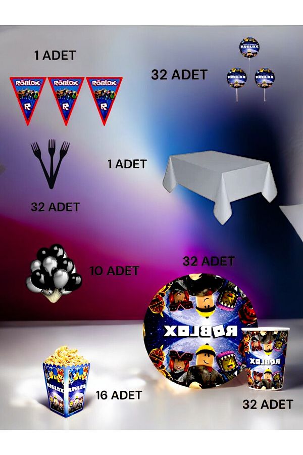 VibeHome-Σετ πολυτελείας με θέμα Roblox για 32 άτομα - πάρτι γενεθλίων και διασκεδαστικές εκδηλώσεις 1