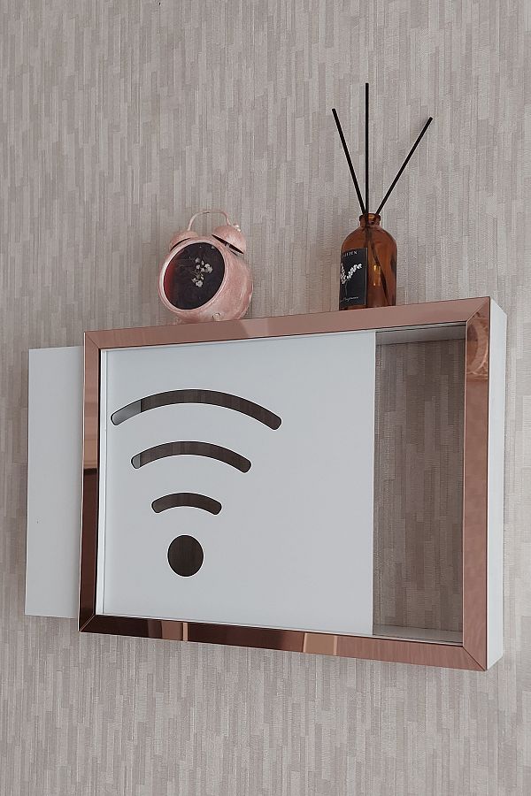 HKM Ticaret-Wall Hangable Fuse and Modem/Wifi Storage Box with Wifi Emblem 1