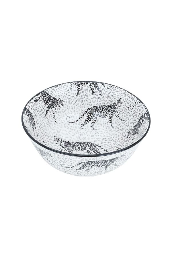 Alsaif Gallery-Black leopard pattern circular dining set, 24 pieces 1