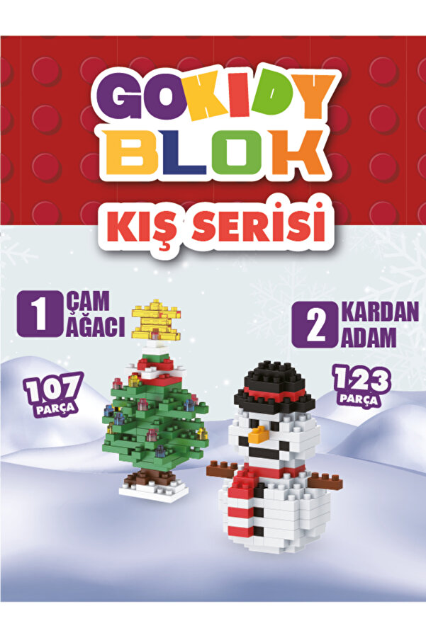 Gokidy Blok Yılbaşı Serisi - Kardan Adam ve Yılbaşı Ağacı