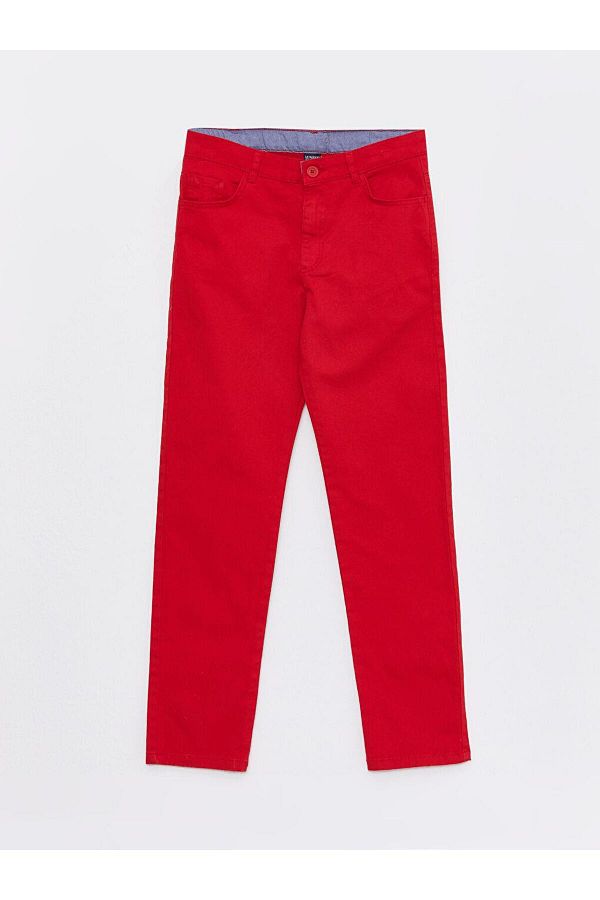LC Waikiki-Red Boy's Trousers with Adjustable Elastic Waist 1