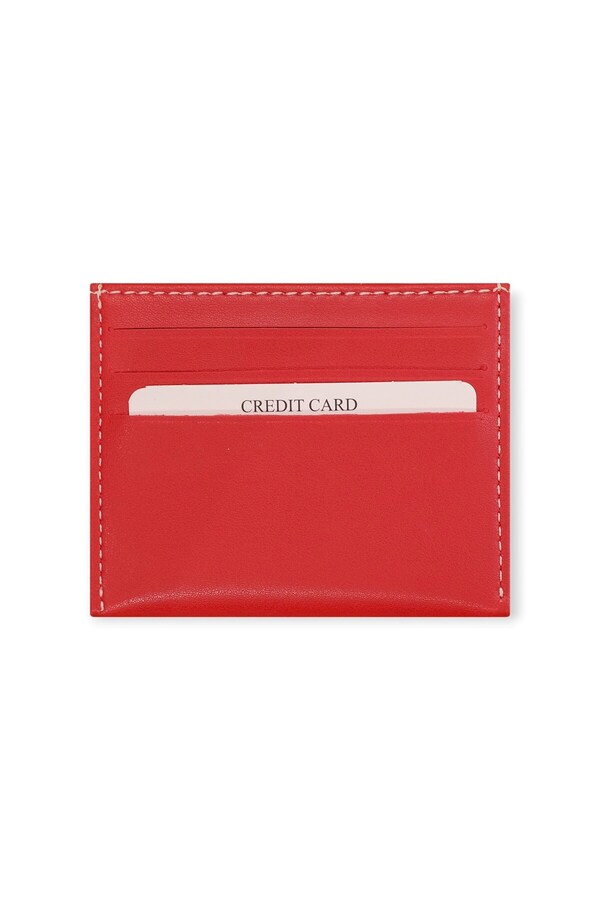 Modica-Berlin - Red Vegan Leather Ultra Thin Card Holder, Minimalist Credit Card Case 1