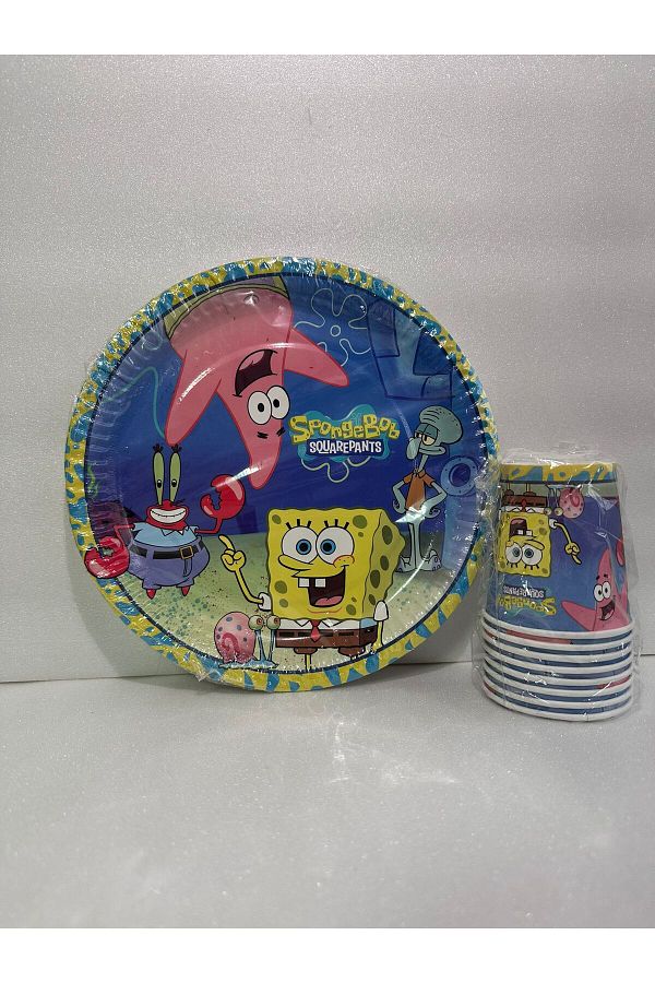Cadde Süs-Sunger Bob Set of 8 Paper Plates and Cups 1