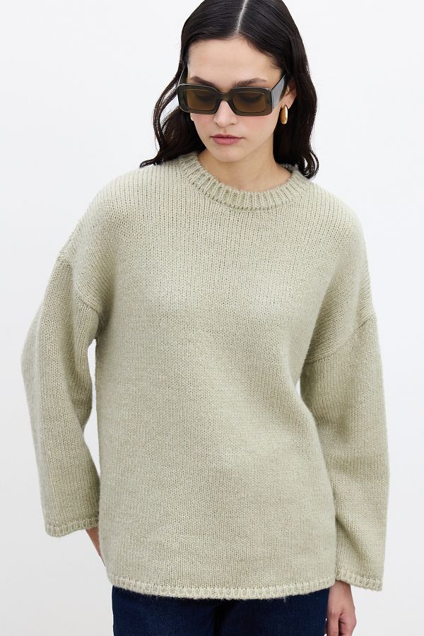 Manuka-Grüner, übergroßer, weicher Pullover 1