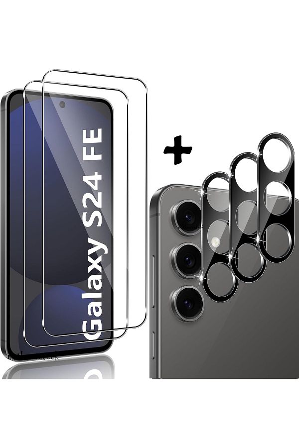 m.tk moveteck-Samsung Galaxy S24 Fe Compatible Camera Protection Lens Protector Tempered Glass + 9H Screen Protector Glass Set 1