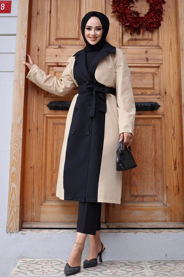 Herita-Trenchcoat mit Knopfleiste vorn und Verzierung - UK 1