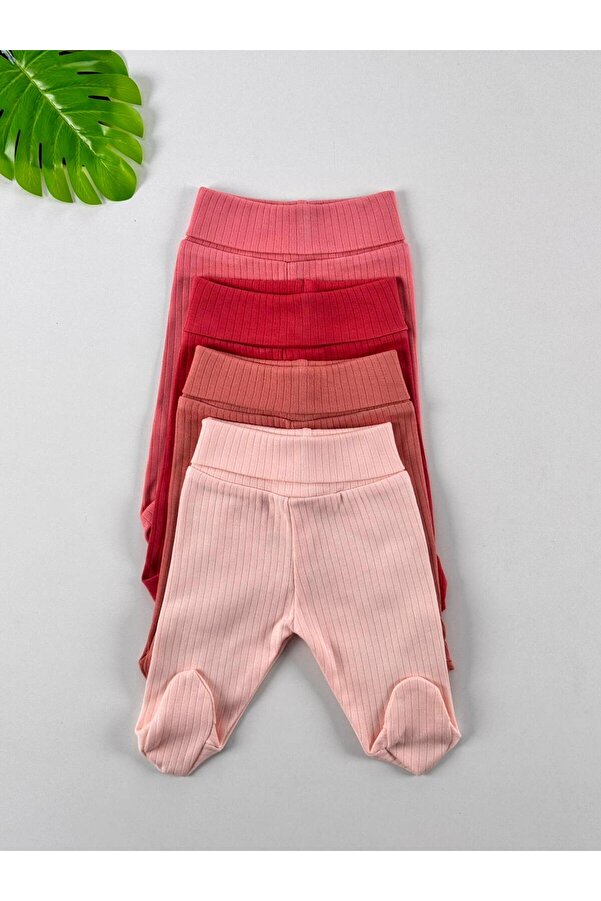EFU BABY 4'lü %100 Pamuklu Raporlu  Basic Patikli Kız Bebek Pantolon
