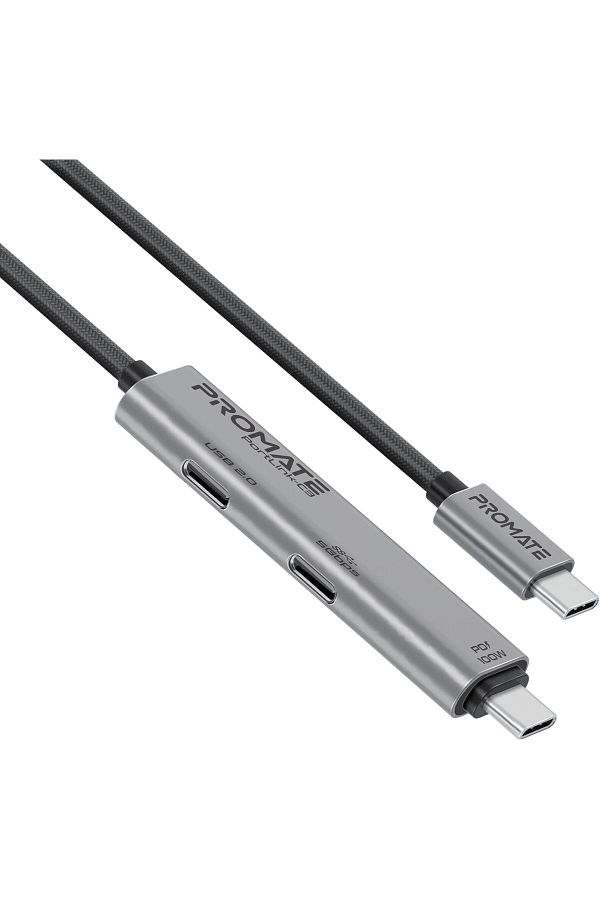 Promate-كابل 3 في 1 من النوع C مع موصل USB-C شحن 100 وات، نقل سريع للبيانات، شحن فعال 1
