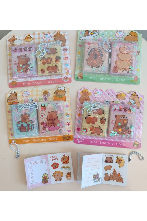 senacacollection-2-Piece Capybara Notebook Water Sequin Notebook Sticker Notebook Keychain 1