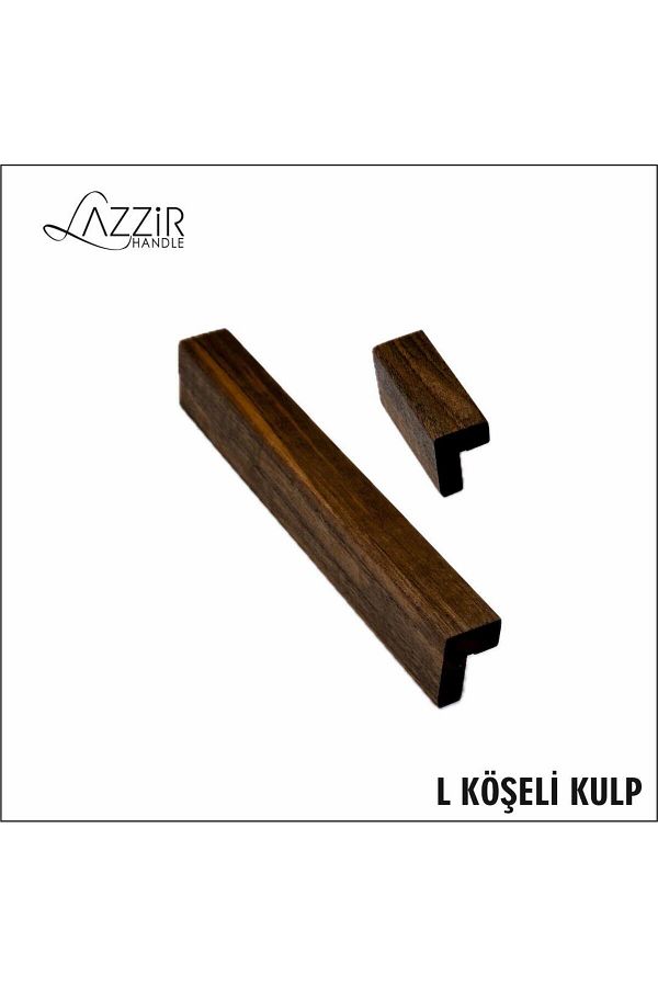 lazzir handle-Wooden Extra Cornered L - Cabinet Handle Drawer (256 Mm, Walnut Color) 1