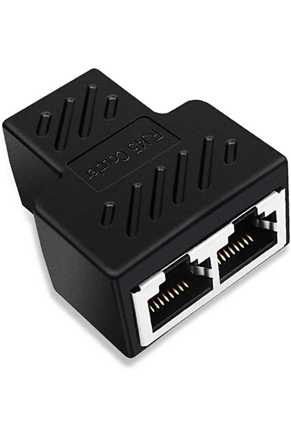 Choice-موصل محول 8p8c أسود لشبكة Rj45 وموزع إيثرنت 1 على 2 وموصل موسع (يُنصح باستخدام Tw 1