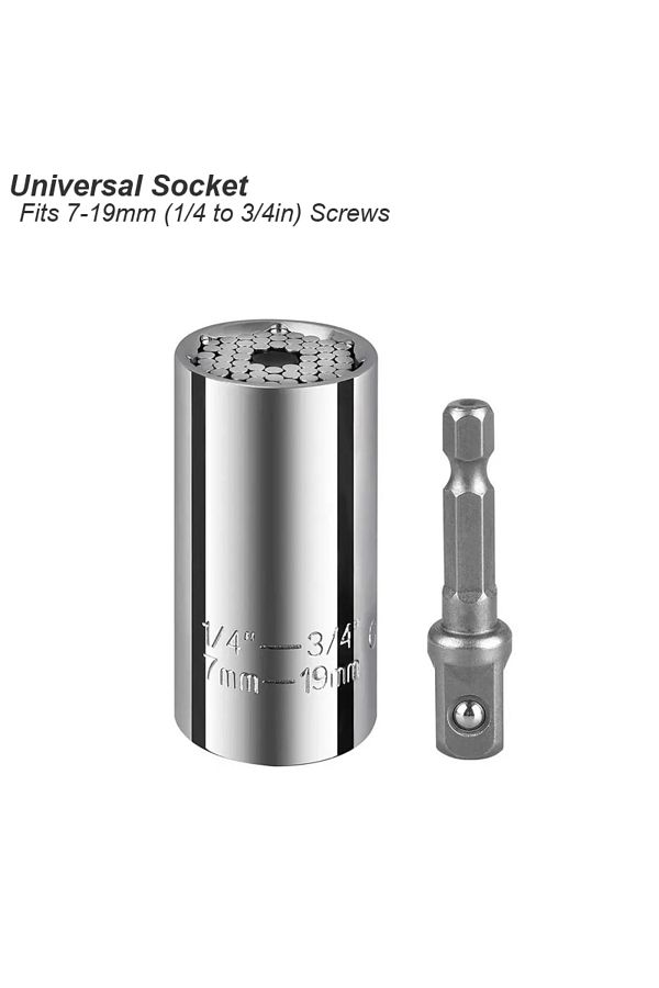 atooltour-Universal Socket Universal Socket Wrench Head Set Sleeve Gadget 7-19mm Power Drill Adapter Spanner K 1