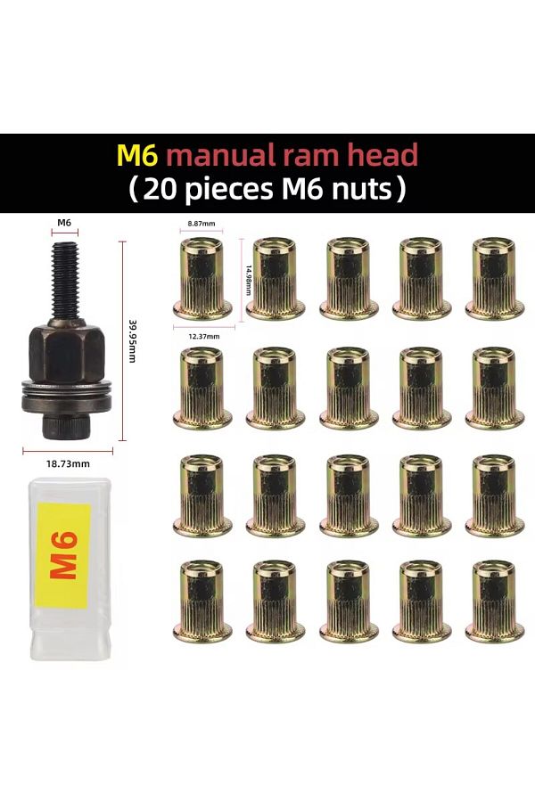 Choice-M6with 20pcs 21pcs Hand Rivet Nut Head Set Rivet Nut Tool Manual Riveter Rivnut Tool Accessory For N 1