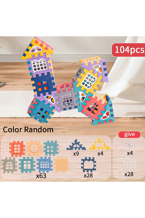 Choice-104pcs Large Scale House Building Block Simulation Window Design, Kindergarten Construction, Creatio 1