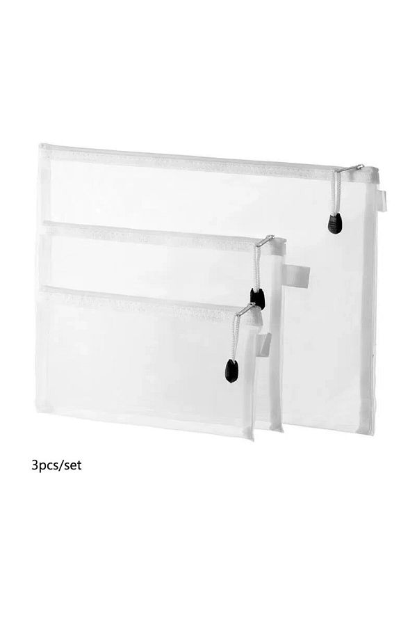 Choice-3 3pcs Set 3pcs/set Transparent Document Bag Mesh Zipper Information Bag Small Fresh Large Capacity 1