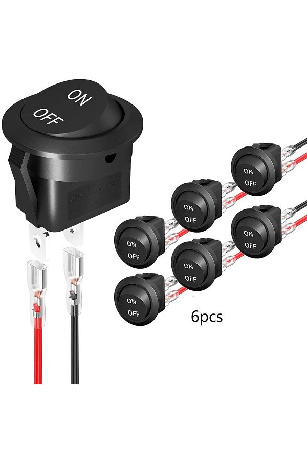 Choice-6pcs 6pcs Mini Rocker Switch 12 Volt On Off Toggle Switch With Pre-wired 6a/250v 10a/125v Ac 12v Dc 1