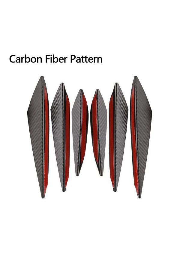 Choice-Carbon Fiber Pattern 6pcs/set Universal Front Bumper Lip Diffuser Splitter Fins Body Spoiler Car Tun 1