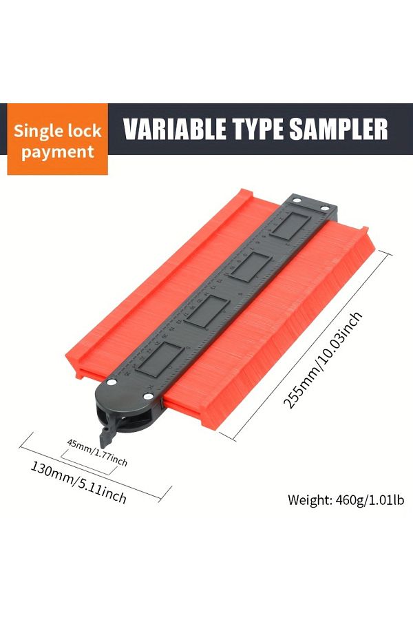 NIUXIANG-10in Shape Contour Gauge Duplicator Profile Measuring Angle Ruler Thickness Gauge Contour Template C 1