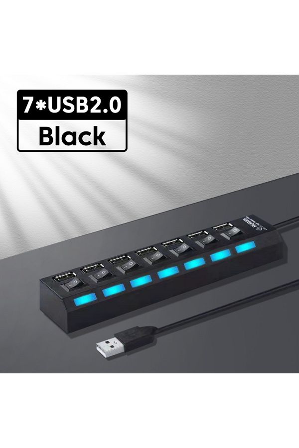 Choice-Black Usb 2.0 Hub Multi Usb Splitter Ports Hub Use Power Adapter4/ 7 Port Multiple Expander Hub With 1