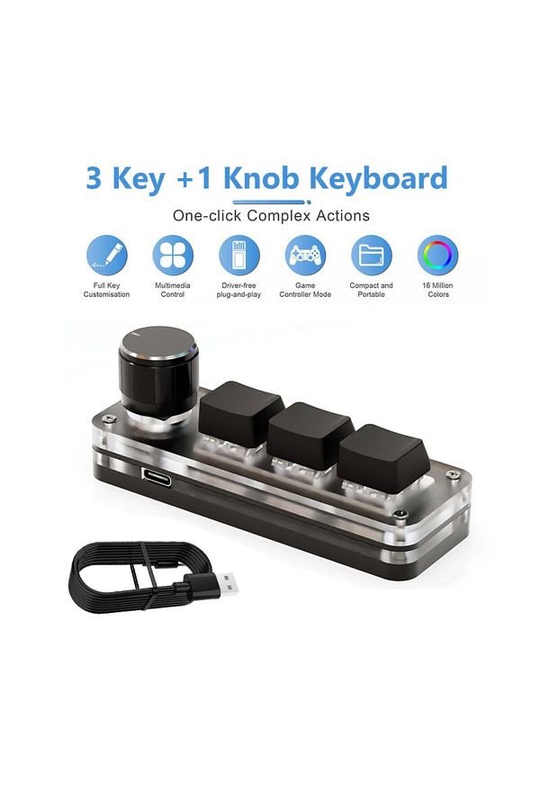 Choice-Black Macropad Macro Mechanical Keyboard Rgb Mini Gaming Custom Programming Knob Keypads Red Switch 1