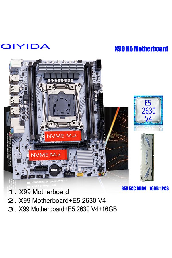 Choice-QIYIDA X99 Motherboard Set Kit With LGA2011-3 Xeon E5 2630 V4 CPU DDR4 16GB REG ECC memory PCI 16... 1