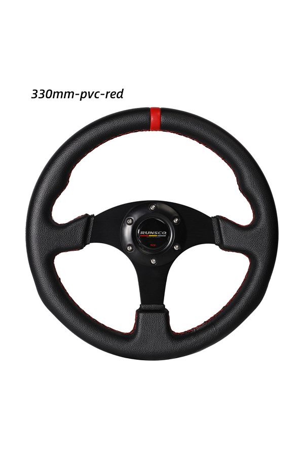 Choice-Red 330mm/13 Inch Flat Steering Wheel Aluminium Pvc Drift Simulation Racing Game Steering Wheel Univ 1