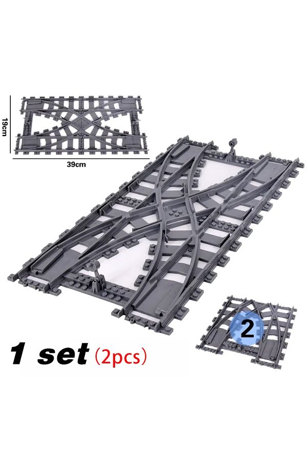 Mitty-Train Tracks-2pcs New City Trains Flexible Tracks Soft Straight Curved Rails Switch Building Block C 1