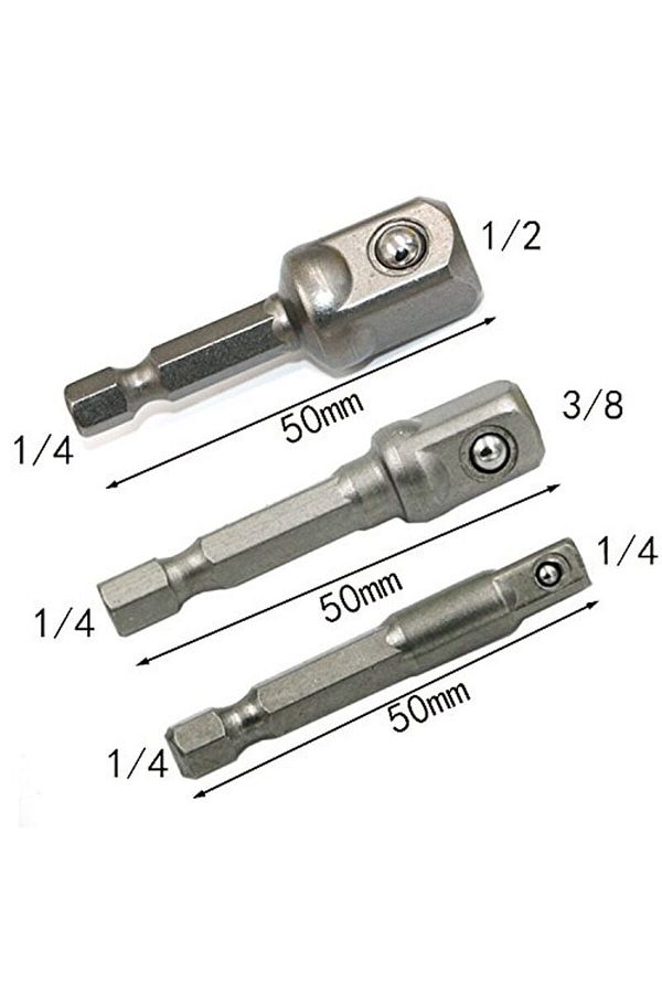 Choice-3pcs 3 Pcs Drill Socket Adapter Impact Drill Extension Drill Bits Bar Socket Adapter 1/4 3/8 1/2 Siz 1