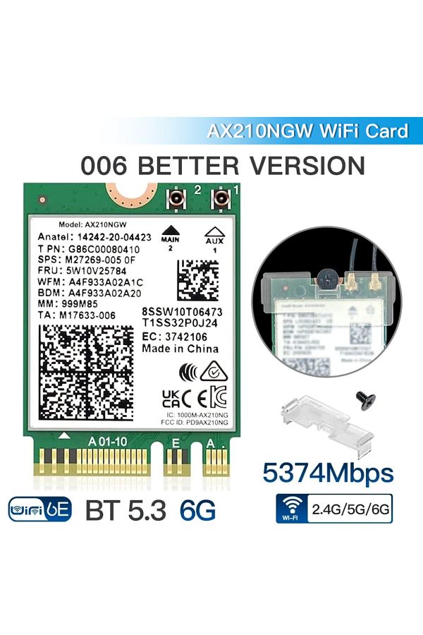 DERAPID-Ax210 Wifi 6e Tri Band Wifi6e Ax210 Wireless 2.4gbps Bluetooth 5.3 802.11ax Wireless Wi-fi 6 Ax210 F 1