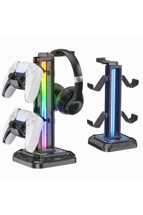 Choice-Black Controller Stand With 9 Light Modes Headset Holder For Desk Rotatable Headphone Stand Detachab 1
