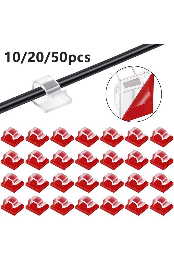 Choice-50pcs-transparent 10/20/50pcs Cable Clips Self Adhesive Cord Management Office Wire Holder Organizer 1