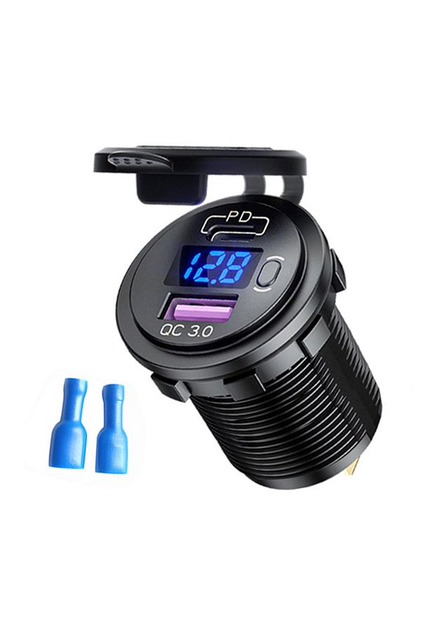 Choice-USB C Car Charger Socket 12V/24V Dual USB Socket PD3.0 and QC3.0 Car USB Port With LED Voltmeter ... 1